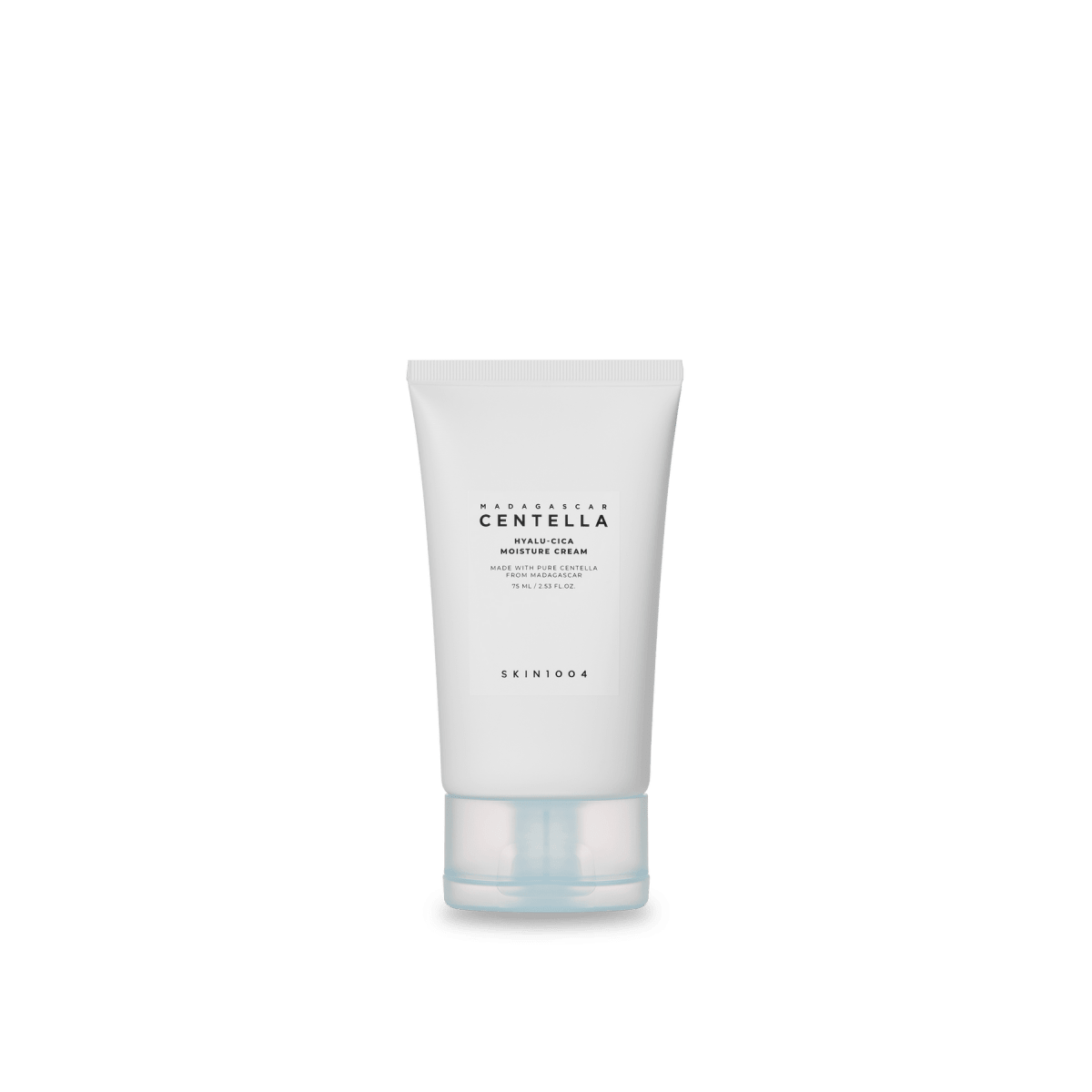 Minimalist white tube of hydrating moisture cream with clear cap and black text on light background