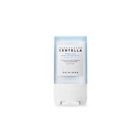 Light blue and white sun stick container with moisturizing protection label on a plain white background