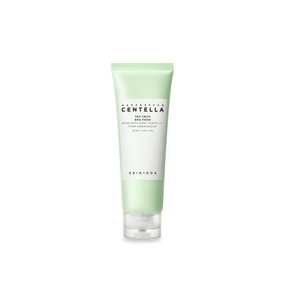 Light green tube of gentle cleansing foam with white label highlighting centella and BHA formula