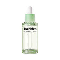 Torriden Balanceful Cica Calming Serum 50ml in clear bottle with green dropper for hydration boost and soothing care
