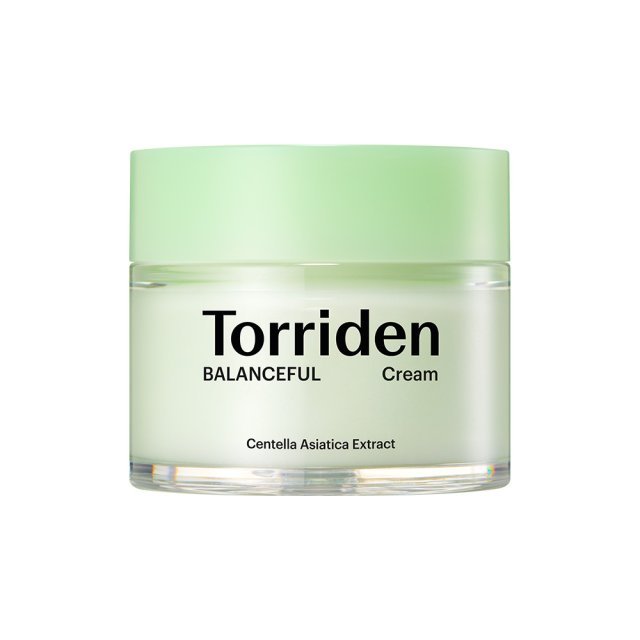 Torriden Balanceful Cica Soothing Cream 80 ml in clear jar with light green lid for lightweight calming care