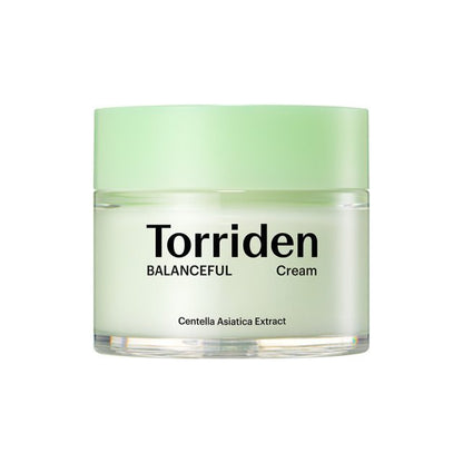 Torriden Balanceful Cica Soothing Cream 80 ml in clear jar with light green lid for lightweight calming care