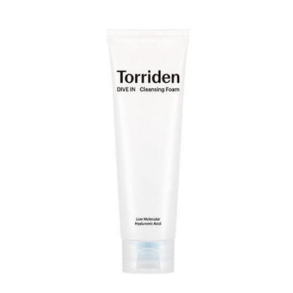 Torriden Dive In Low Molecular Hyaluronic Acid Cleansing Foam 150ml in white tube for thorough cleansing care