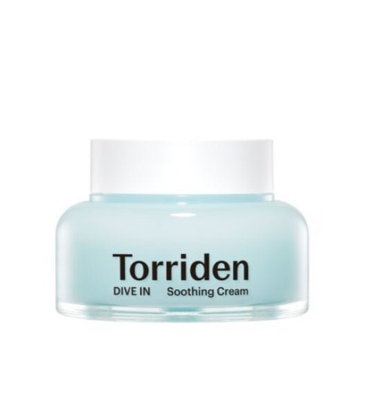 Torriden Dive-In Hyaluronic Acid Soothing Cream 100ml in light blue jar with white lid for deep hydration care