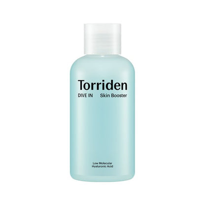 Torriden DIVE-IN Low Molecule Hyaluronic Acid Skin Booster 200ml in light blue bottle for hydration boost