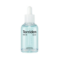 Torriden Dive-In Low Molecular Hyaluronic Acid Serum 50ml in clear glass bottle with white dropper cap for deep hydration