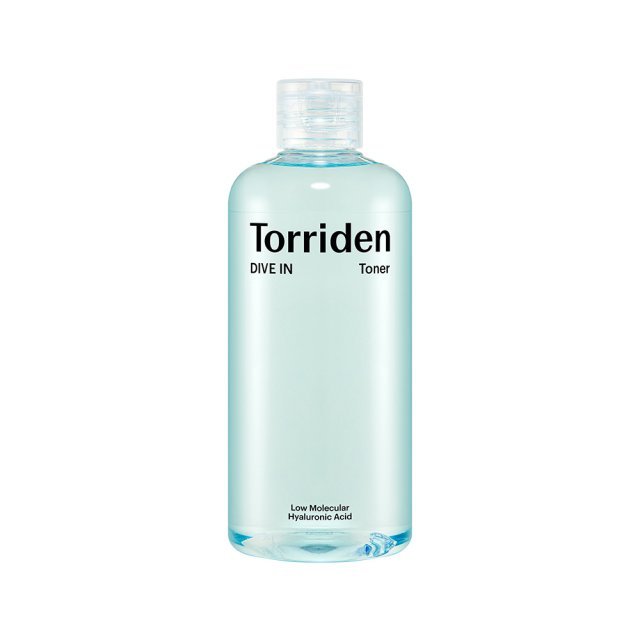 Torriden Dive-In Low Molecular Hyaluronic Acid Toner 300ml in clear bottle with hydrating formula for skin moisture