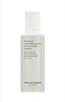 Minimalist frosted bottle of vegan blending serum with white cap and black text highlighting hydration benefits