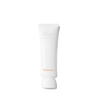 Minimalist white tube of Sulwhasoo daily sunscreen with SPF50+ and broad-spectrum protection on plain white background
