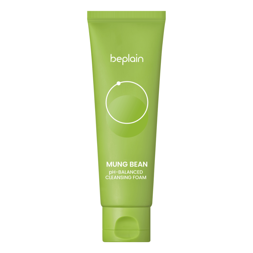 beplain Mung Bean pH-Balanced Cleansing Foam 80ml in green tube for thorough cleansing and balanced skincare routine