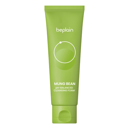 beplain Mung Bean pH-Balanced Cleansing Foam 80ml in green tube for thorough cleansing and balanced skincare routine