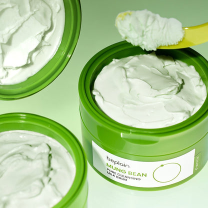 beplain Mung Bean Pore Cleansing Milk Balm 100ml with creamy texture for deep cleansing pores
