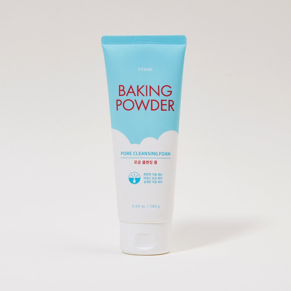 ETUDE Baking Powder Pore Cleansing Foam 160ml in blue and white tube for deep cleansing pores