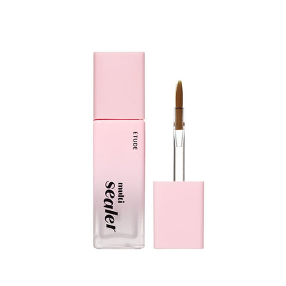 ETUDE Bare Edge Makeup Multi Sealer 8g in a pink frosted bottle with brush applicator for long-lasting coverage
