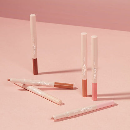 ETUDE Bling Bling Idol Stick 0.75g in soft nude and pink shades with dual-function stick design on pink background
