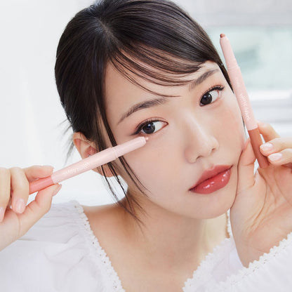 ETUDE Bling Bling Idol Stick 0.75g in soft pink packaging shown with dual-function use near eyes and lips