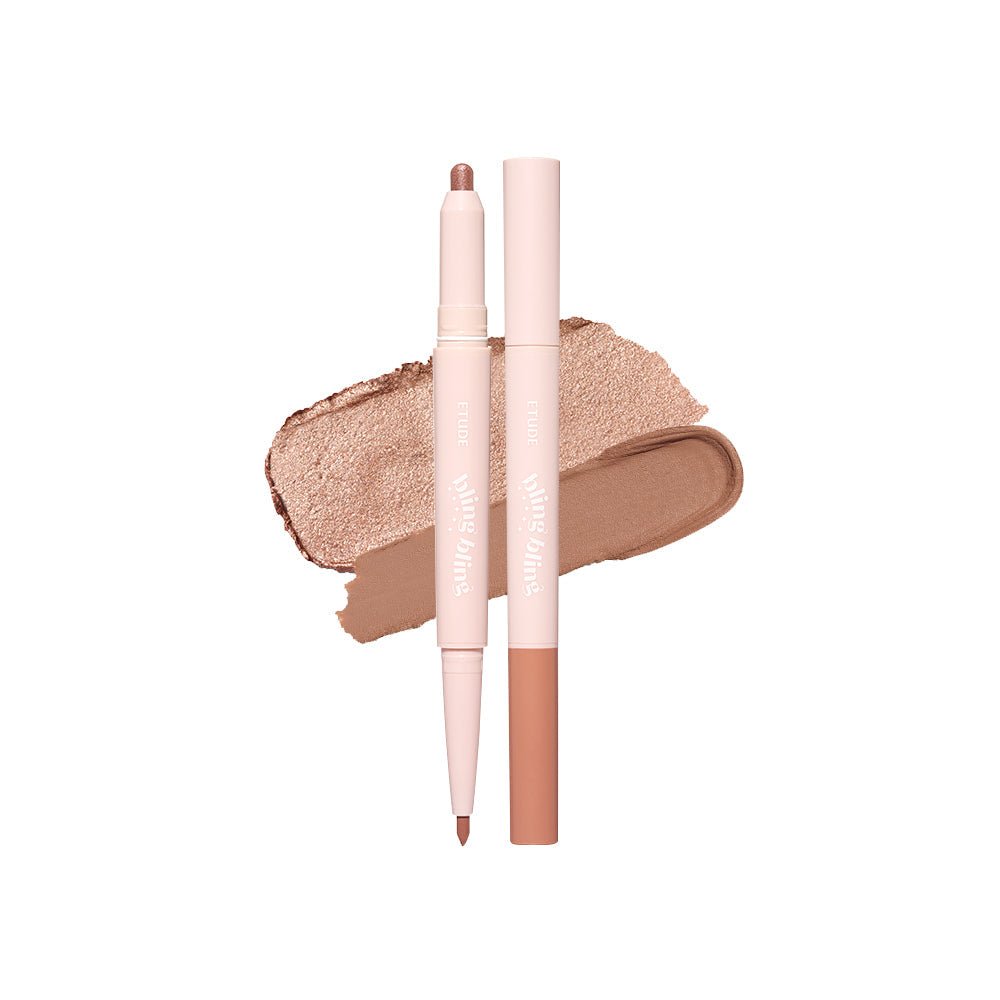 ETUDE Bling Bling Idol Stick 0.75g with dual-function creamy highlighter and contour shades on white background