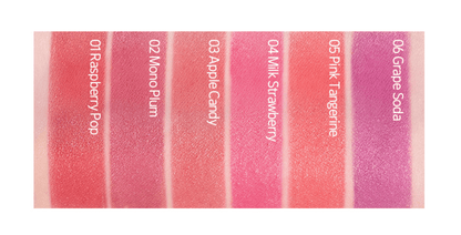 ETUDE Dear Darling Marker Tint 3.5g vivid color swatches from Raspberry Pop to Grape Soda in soft pink and berry shades