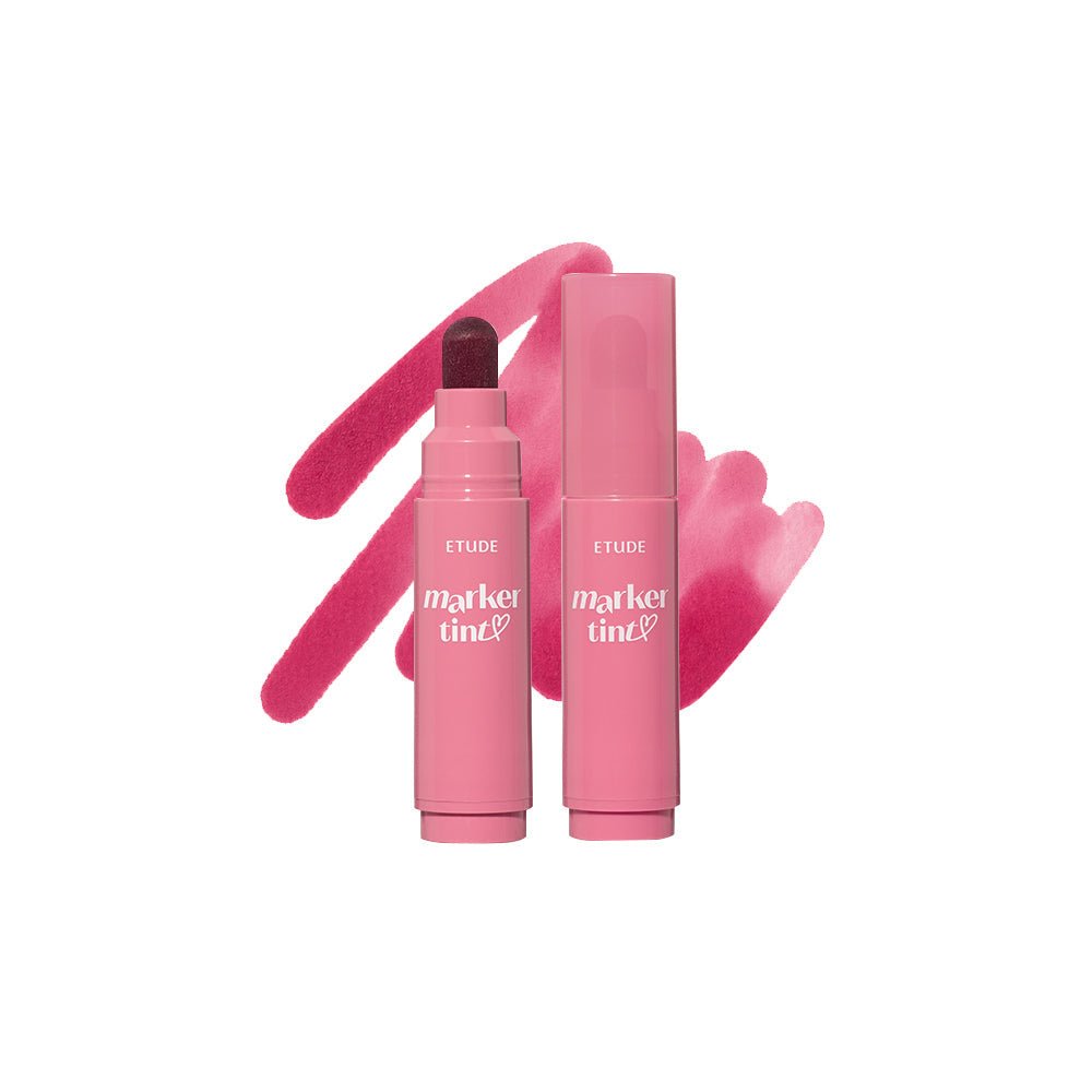 ETUDE Dear Darling Marker Tint 3.5g in vibrant plum shade showing vivid color application and soft texture