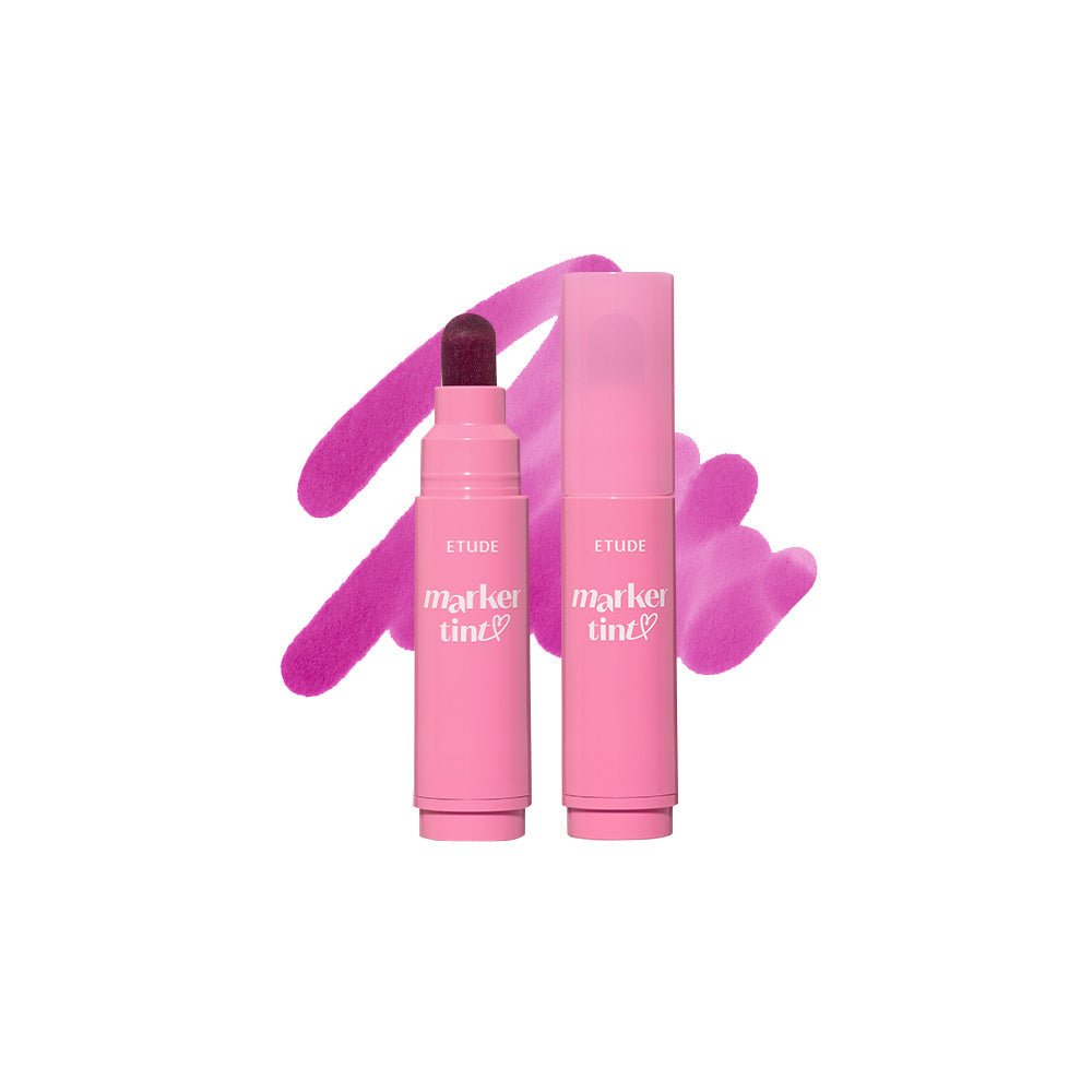 ETUDE Dear Darling Marker Tint 3.5g with vivid grape soda shade and soft applicator brush for precise color application