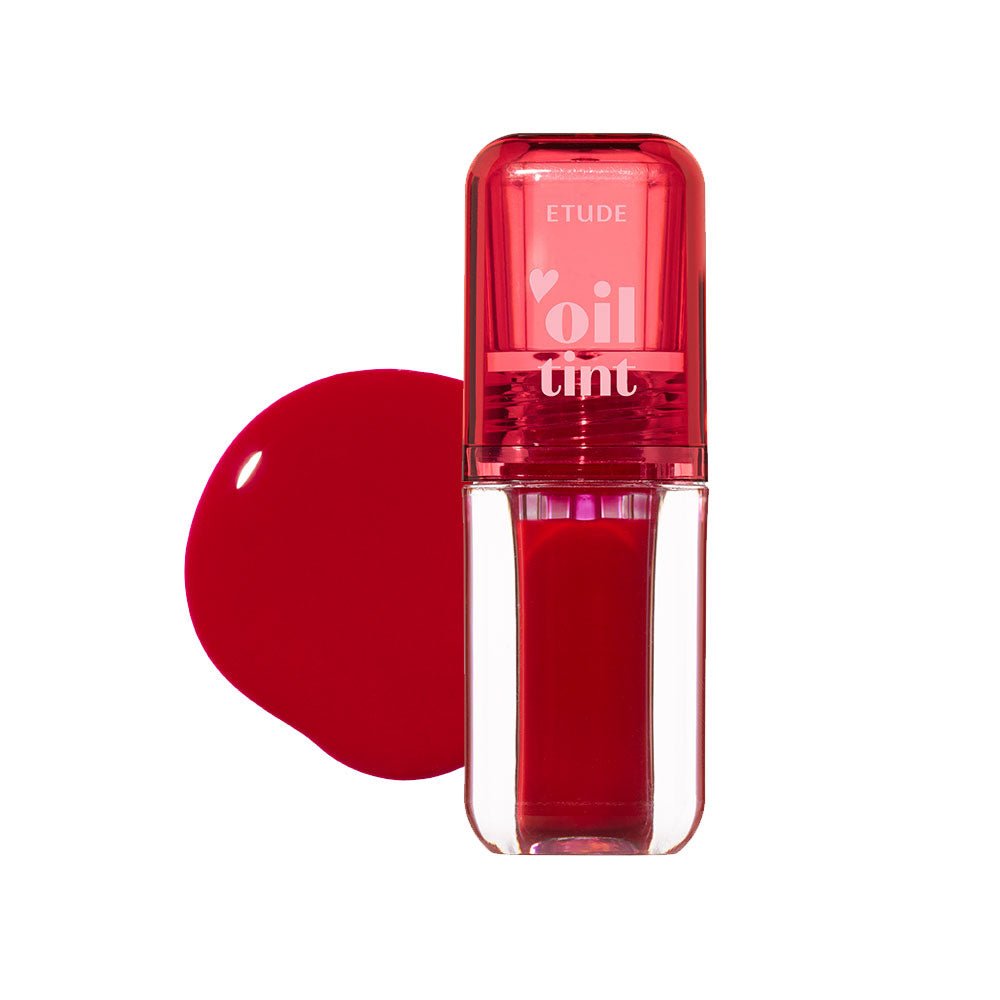 ETUDE Dear Darling Oil Tint 4.2g in vibrant red shade with smooth, long-lasting color finish and glossy texture