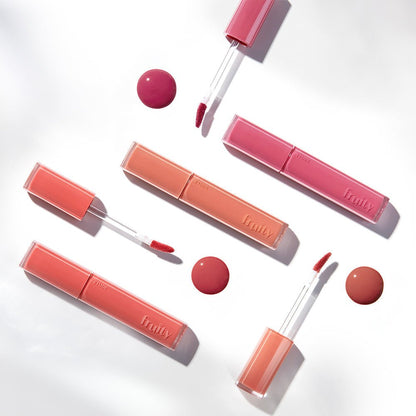 ETUDE Fruity Dewy Tint 4.5g in multiple shades with applicators and hydration boost for vibrant, glossy lips