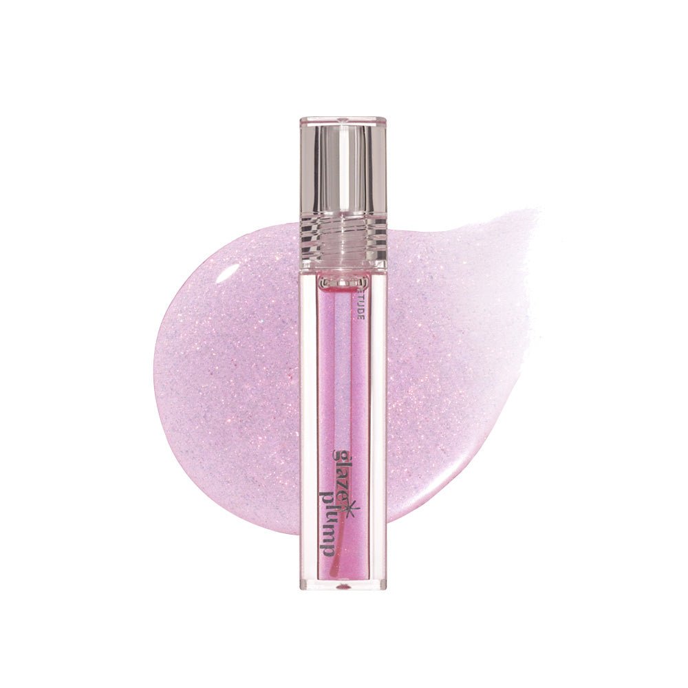 ETUDE Glaze Plump Gloss 4g in shimmering violet quartz delivering plumping effect for fuller lips