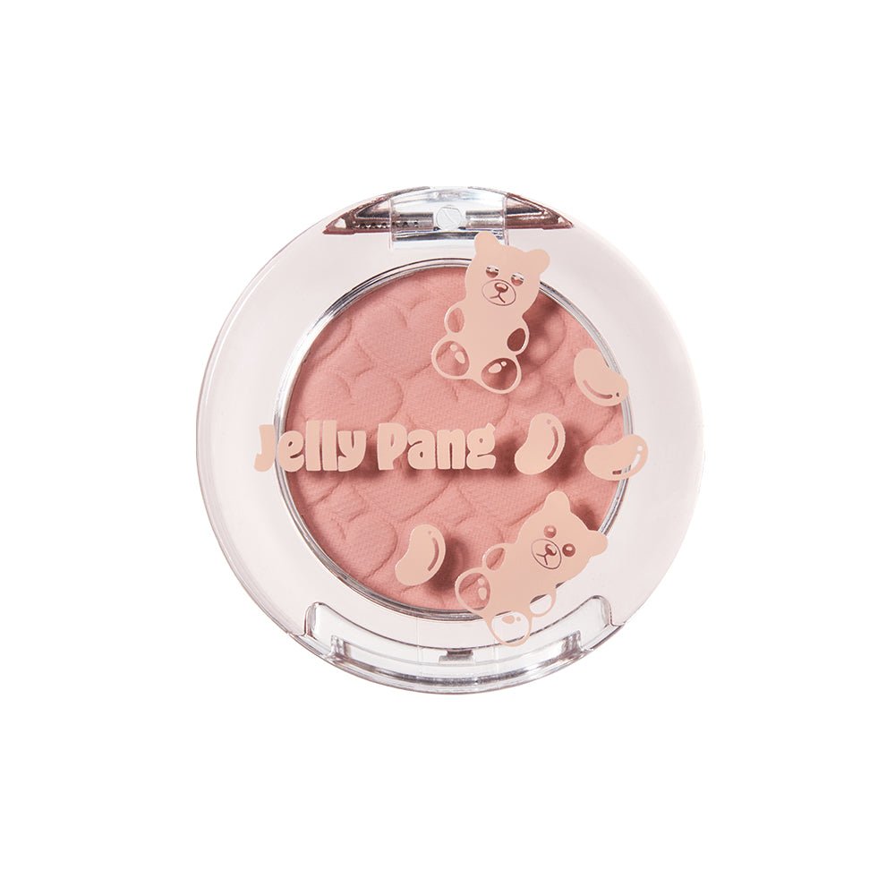ETUDE Jelly Pang Look At My Eyes eyeshadow in soft peach shade with silky texture and playful bear design on lid