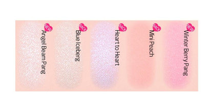 ETUDE Jelly Pang Look At My Eyes shades swatched on skin showing silky texture and soft pastel tones