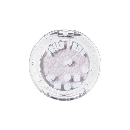 ETUDE Jelly Pang Look At My Eyes with silky texture in a shimmering light lavender shade in clear round compact case