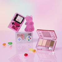 ETUDE Jelly Pang Play Color Eyes palette in playful gaming designs with soft pastel eyeshadow shades and applicator brush