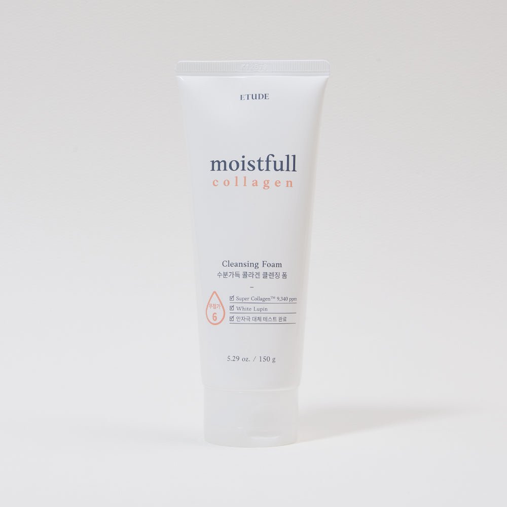 ETUDE Moistfull Collagen Cleansing Foam 150ml in white tube with moisturizing effect for gentle skin cleansing