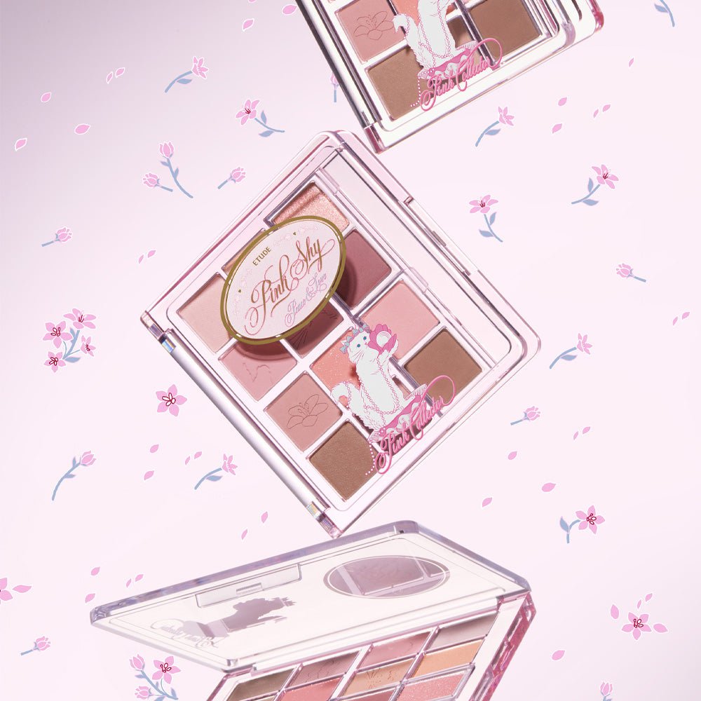 ETUDE My Best Tone Eye Palette #Pink Collector featuring versatile shades in soft pink and neutral tones with floral accents