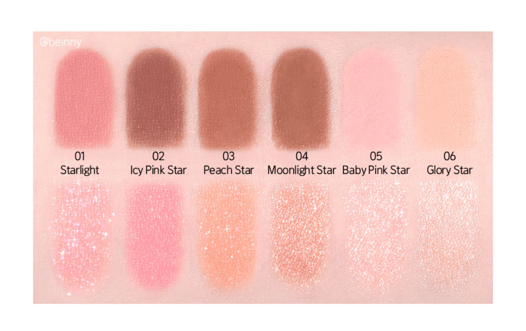 ETUDE My Best Tone Eye Palette #Pink Collector versatile shades swatched from soft pinks to warm browns with shimmer and matte finishes