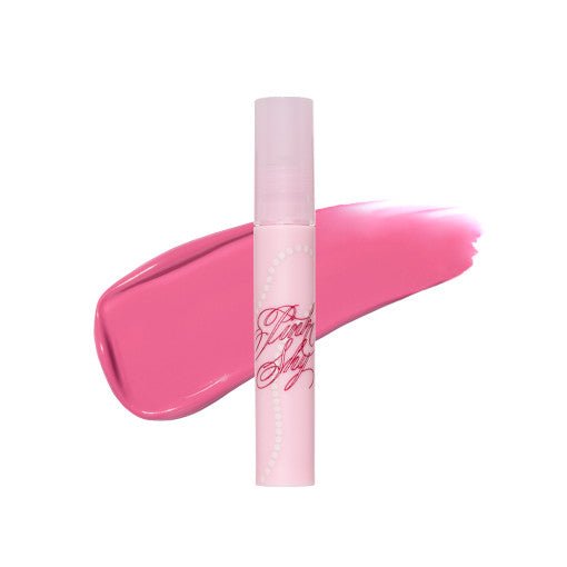 ETUDE Pink Shy Fixing Tint 4g in soft pink tube with glossy pink tint swatch for long-lasting wear