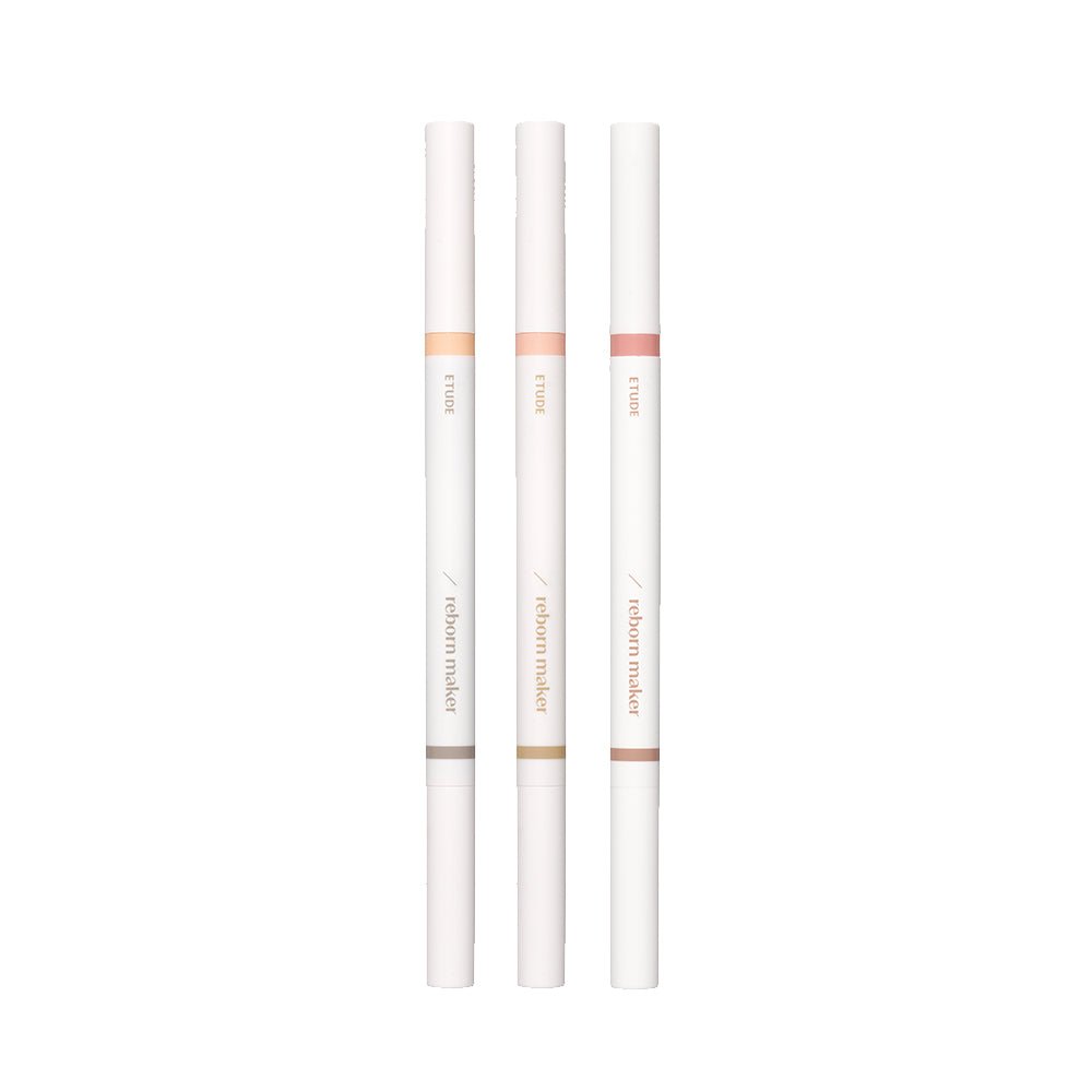 ETUDE Reborn Maker Liner 0.9g in three shades featuring a sleek double-tip design for precise application