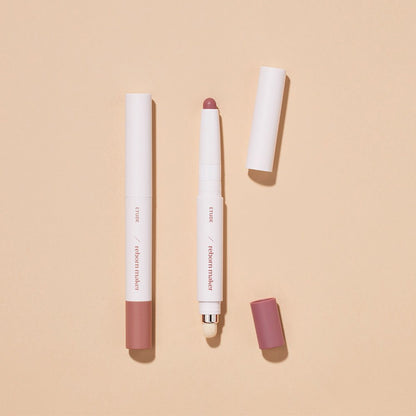 ETUDE Reborn Maker Over Lip 1g with soft mauve shade and cap removed showing easy application stick design