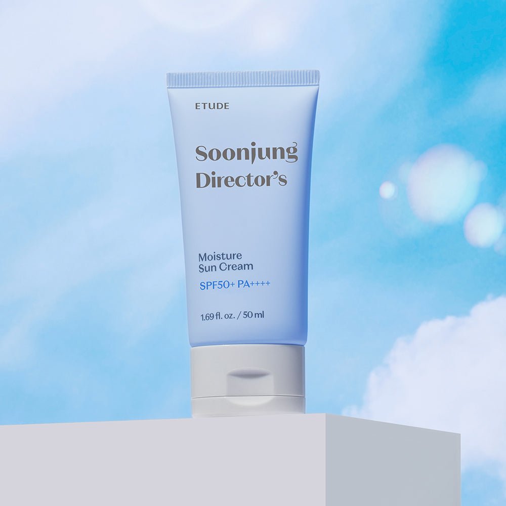 ETUDE Soonjung Director's Moisture Sun Cream SPF50+ PA++++ 50ml in light blue tube with white cap for effective protection