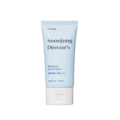 ETUDE Soonjung Director's Moisture Sun Cream SPF50+ PA++++ 50ml in light blue tube for effective protection