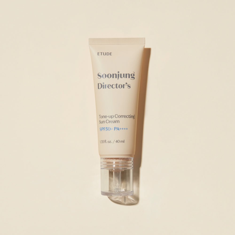 ETUDE Soonjung Director's Tone-up Cream SPF50+/PA++++ 40ml in beige tube with clear pump for brightening care