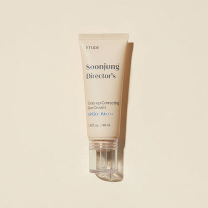 ETUDE Soonjung Director's Tone-up Cream SPF50+/PA++++ 40ml in beige tube with clear pump for brightening care