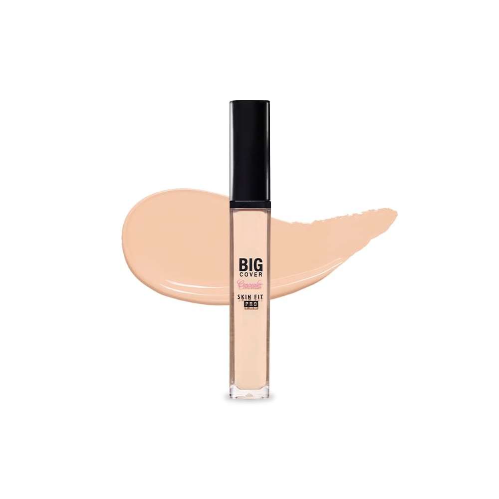 ETUDE Big Cover Skin Fit Concealer PRO in neutral peach shade with smooth creamy texture for versatile coverage