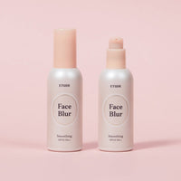 ETUDE Face Blur SPF 33 PA++ 35g bottles in soft pink with smoothing formula for a flawless finish on pale background