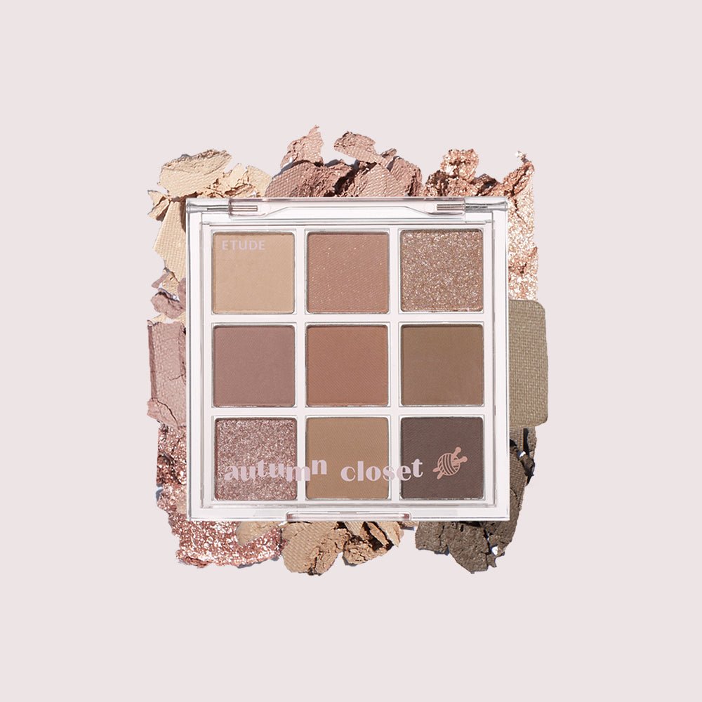 ETUDE Play Color Eyes 9-Color #Autumn Closet eyeshadow palette with nine natural shades in matte and shimmer finishes