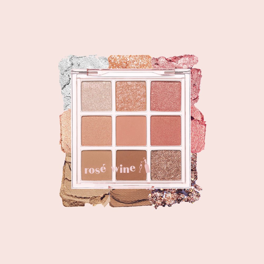 ETUDE Play Color Eyes 9-Color #Rose Wine versatile eyeshadow palette with warm neutral and shimmer shades