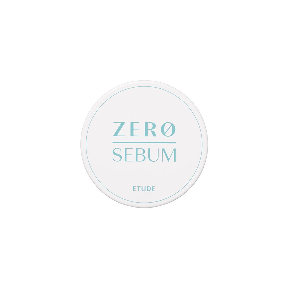 ETUDE Zero Sebum Drying Powder 4g in white compact emphasizing oil control for a fresh matte finish