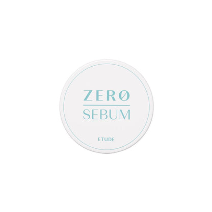 ETUDE Zero Sebum Drying Powder 4g in white compact emphasizing oil control for a fresh matte finish