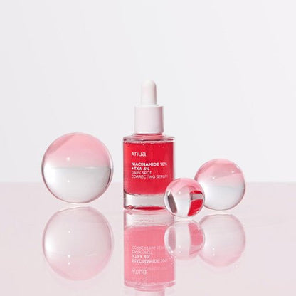 Anua Niacinamide 10% + TXA 4% Dark Spot Correcting Serum 30ml brightens, reduces pigmentation, and hydrates deeply.