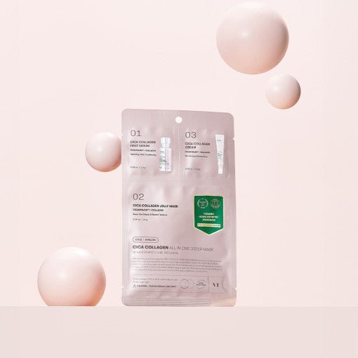 VT Cica Collagen All In One 3step Mask 1.5g+24g+1.5g with restored elasticity in soft pink packaging