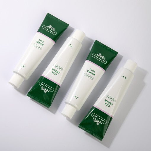 VT Cica Cream Jumbo 100ml tubes with green and white packaging designed to soothe skin irritation and provide calming care